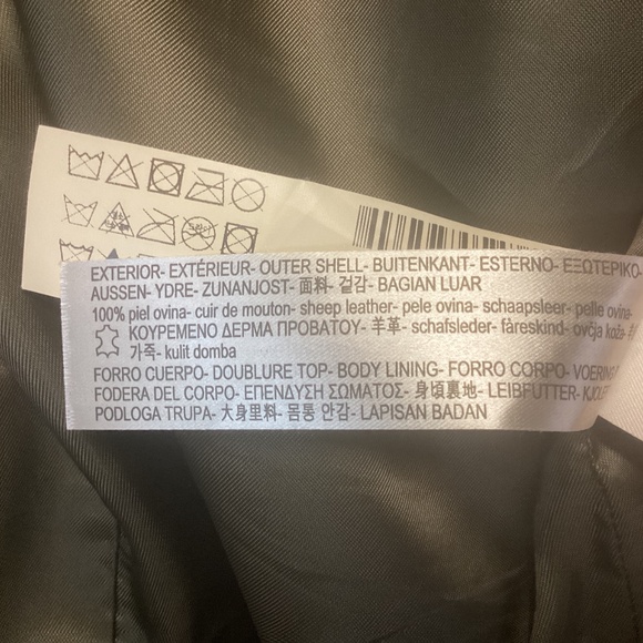 Massimo Dutti leather jacket Dark Green With Embroidered Flowers Size XS - Picture 6 of 6